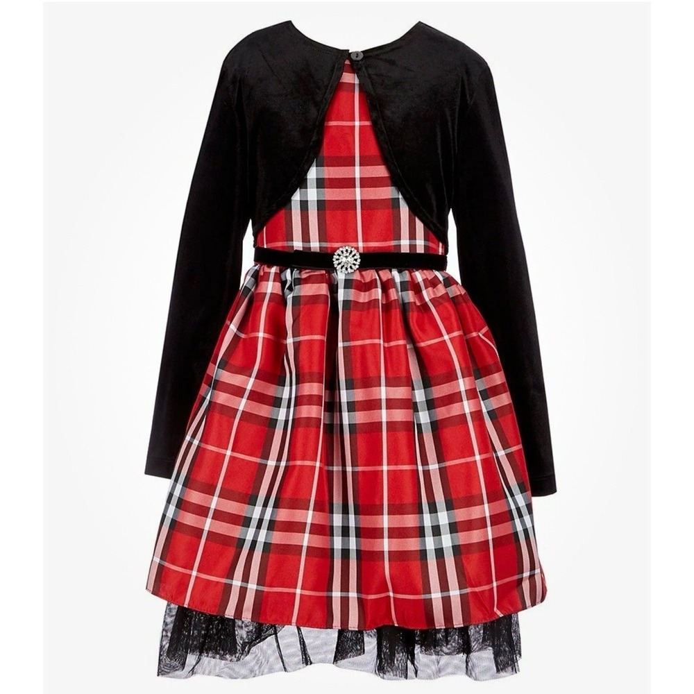 RARE EDITIONS Girls 12 Plaid Dress Perfect For Christmas!!